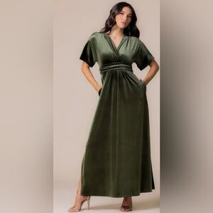 Kiyonna Verona Deep Olive Velvet Evening Size Medium